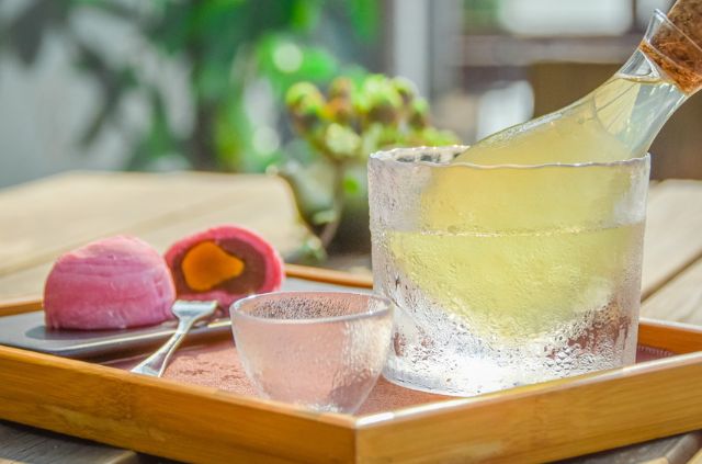 pink mochi on tray